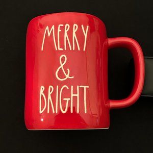 Rae Dunn - Merry & Bright Mug With Terramoto Small Red Ceramin Bowl Combo 🎄